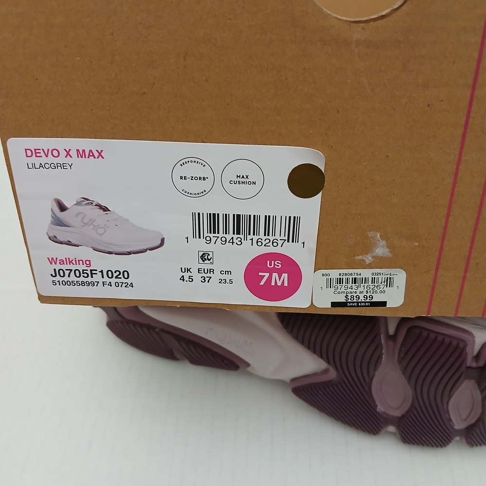 Ryka Women's Cream and Purple Running Shoes - Picture 8 of 16